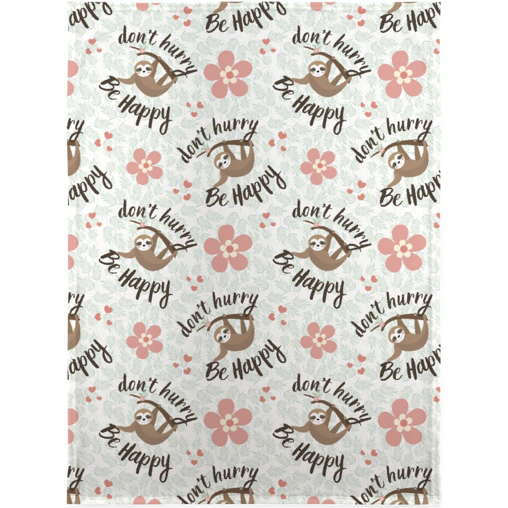 Don't Hurry Be Happy - Beige & Brown Blanket, Fleece, 30x40, Beige, Pearl