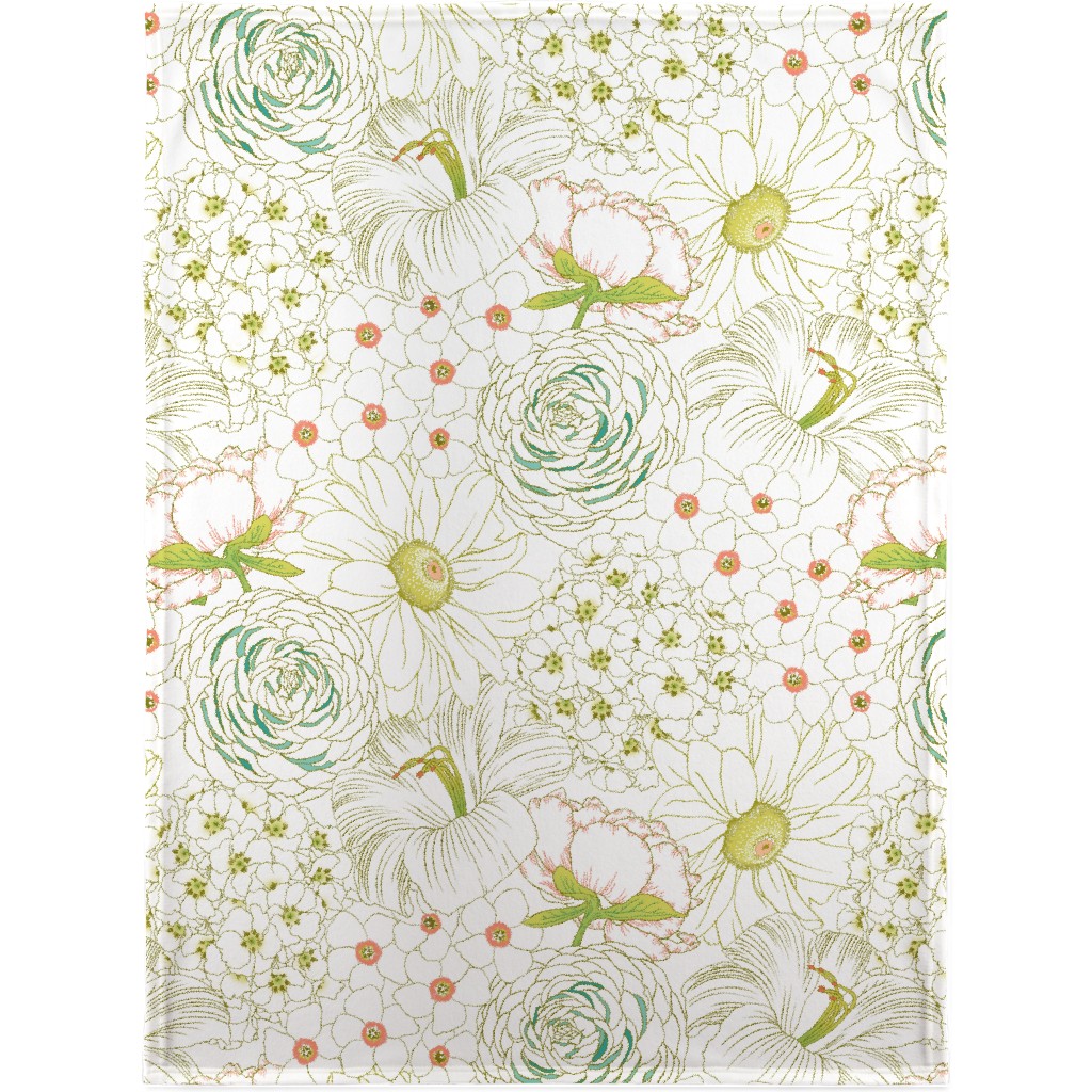Big Blooms Blanket, Fleece, 30x40, Green, Classic Green