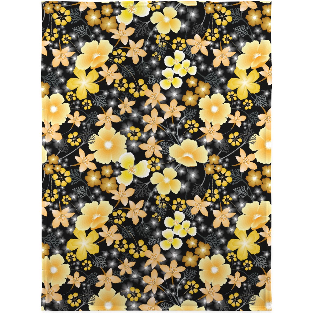 Thicket Floral - Yellow Blanket, Fleece, 30x40, Yellow, Classic Yellow