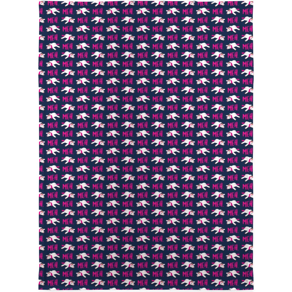 Meh - Splooting Unicorns - Pink on Navy Blanket, Fleece, 30x40, Pink, Bright Pink