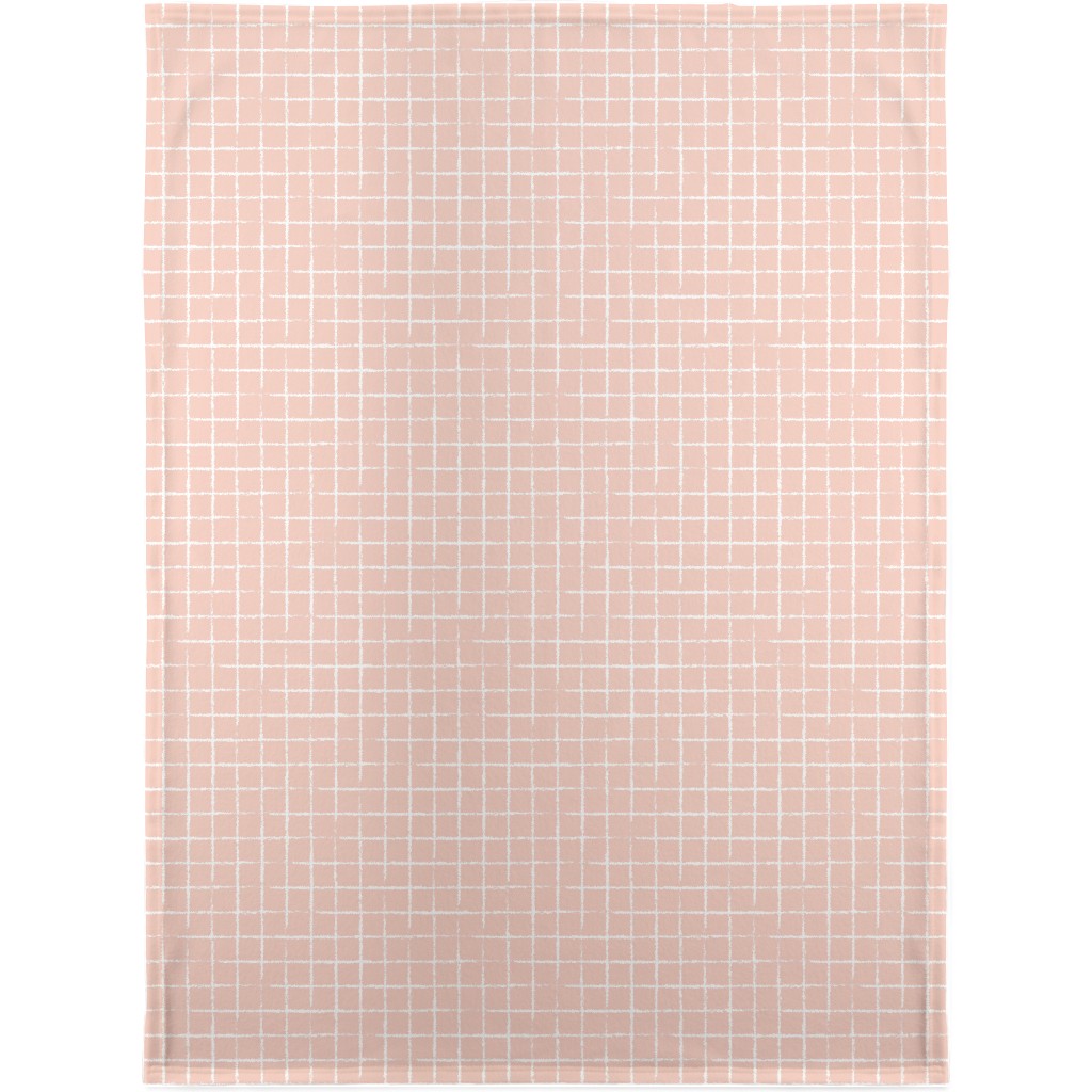 Minimalist Distorted Grid Blanket, Fleece, 30x40, Pink, Quartz