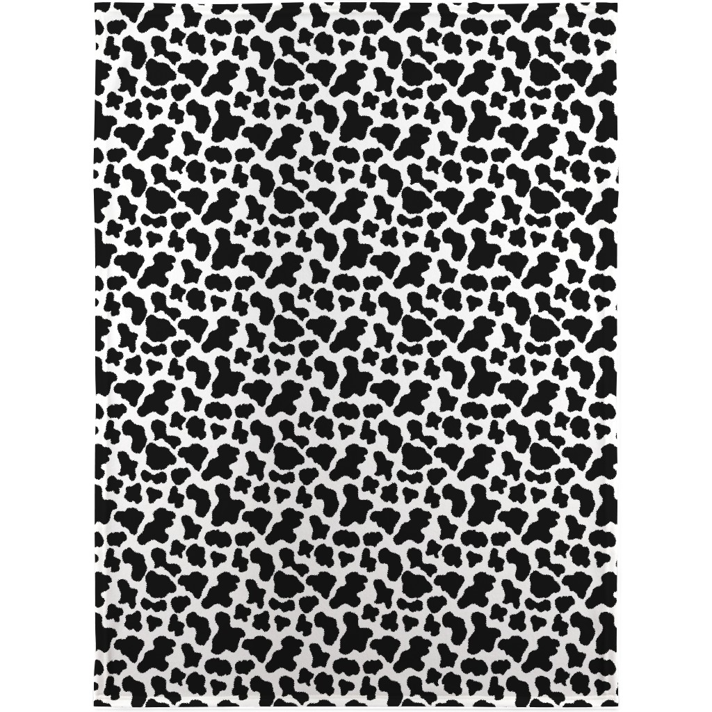 Cow Print - Black and White Blanket, Fleece, 30x40, Black