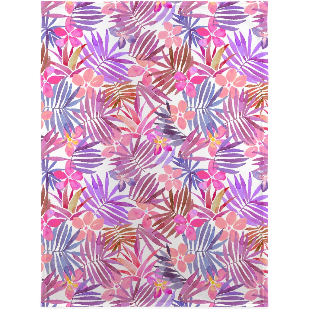 Watercolor Tropical Vibes Blanket, Fleece, 30x40, Pink