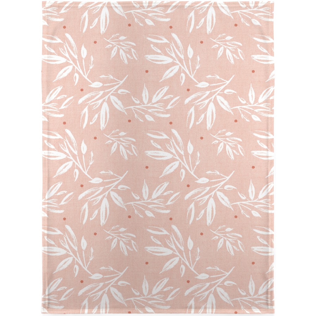 Zen Botanical Leaves - Blush Pink Blanket, Fleece, 30x40, Pink