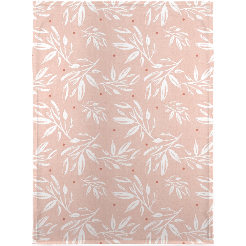 Zen Botanical Leaves - Blush Pink Blanket, Fleece, 30x40, Pink, Bright Pink
