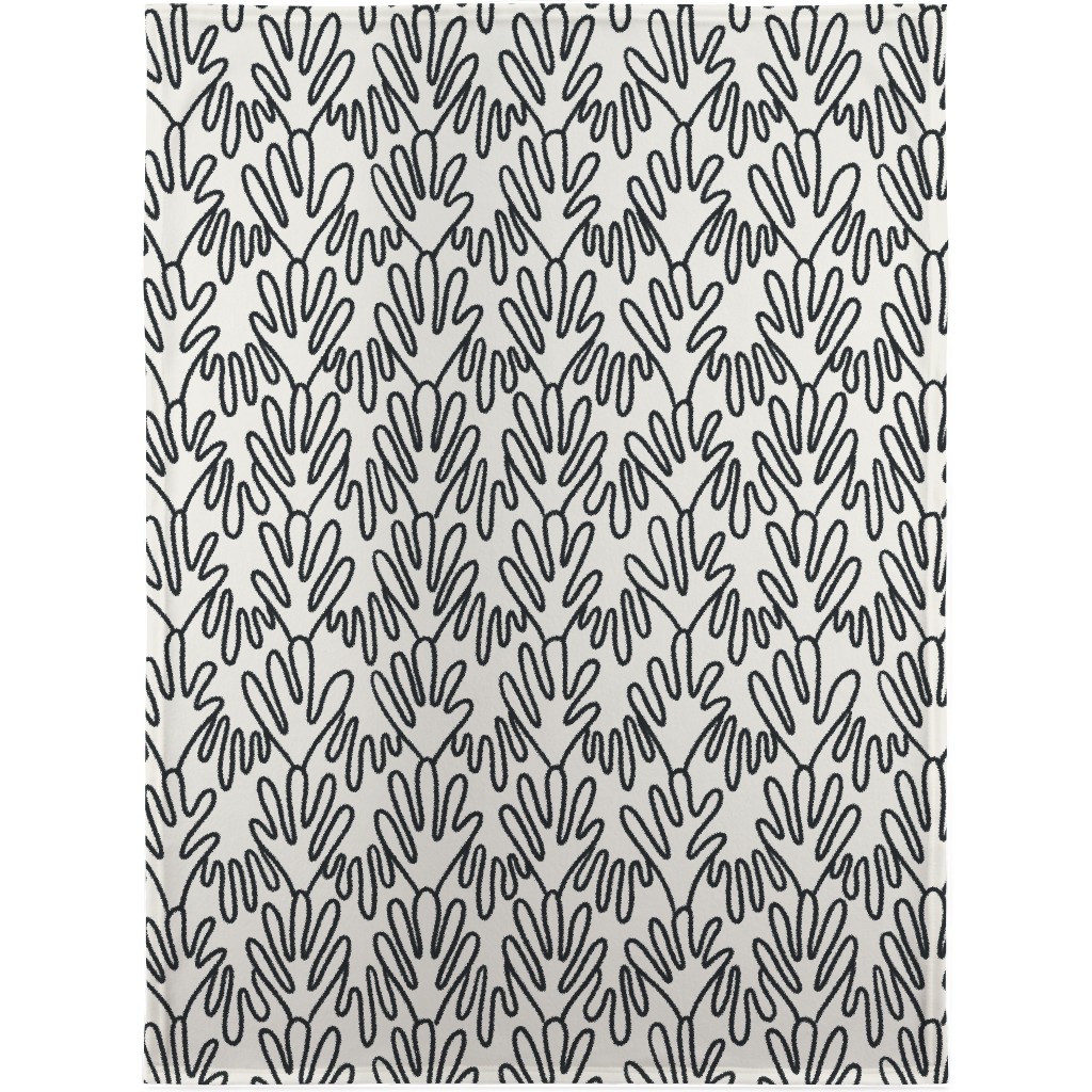 Wavy Lines - Black on White Blanket, Fleece, 30x40, White