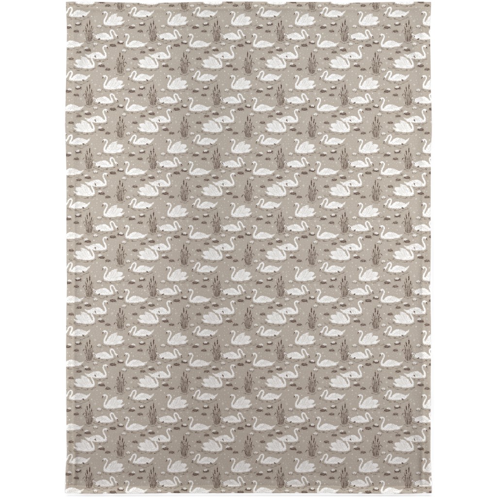 Summer Swans Blanket, Fleece, 30x40, Beige, Stone