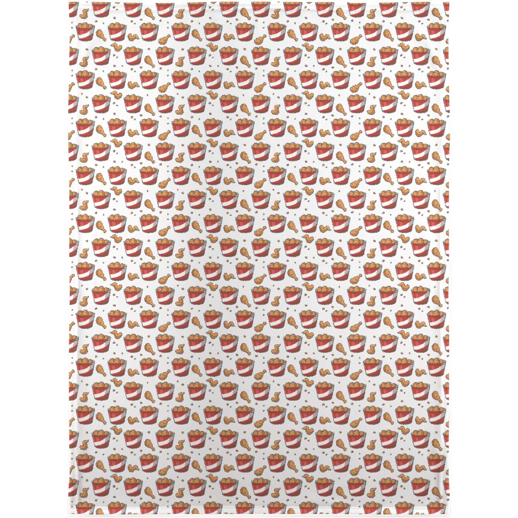 Fried Chicken Bucket Blanket, Fleece, 30x40, White, White