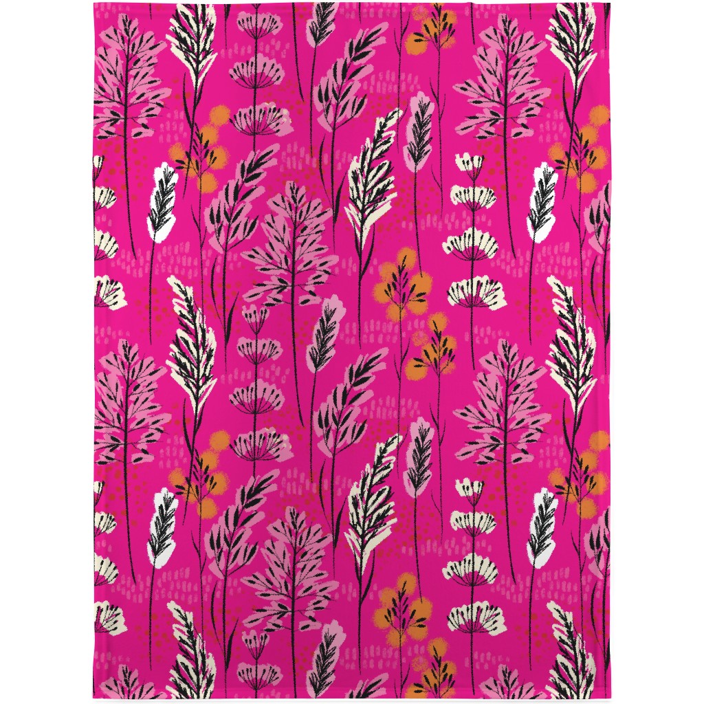 Wild Grasses on Pink Skies Blanket, Fleece, 30x40, Pink, Bright Pink