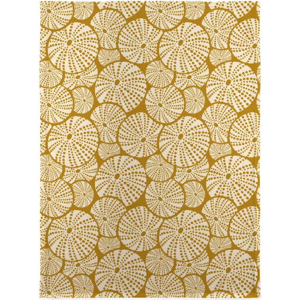 Bed of Nautical Sea Urchins - Ivory on Golden Yellow Blanket, Fleece, 30x40, Yellow