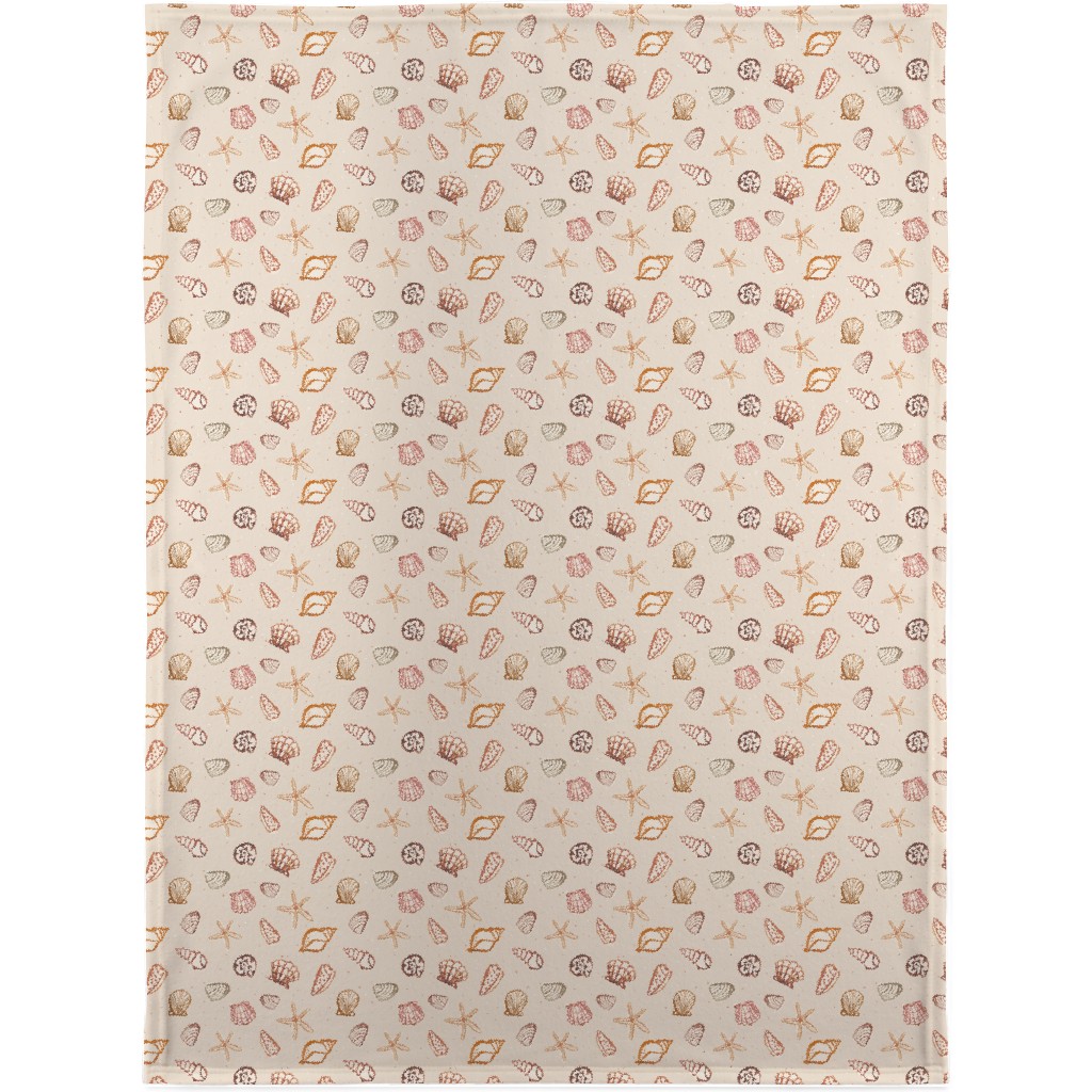 Painted Summer Beach Seashells Blanket, Fleece, 30x40, Multicolor