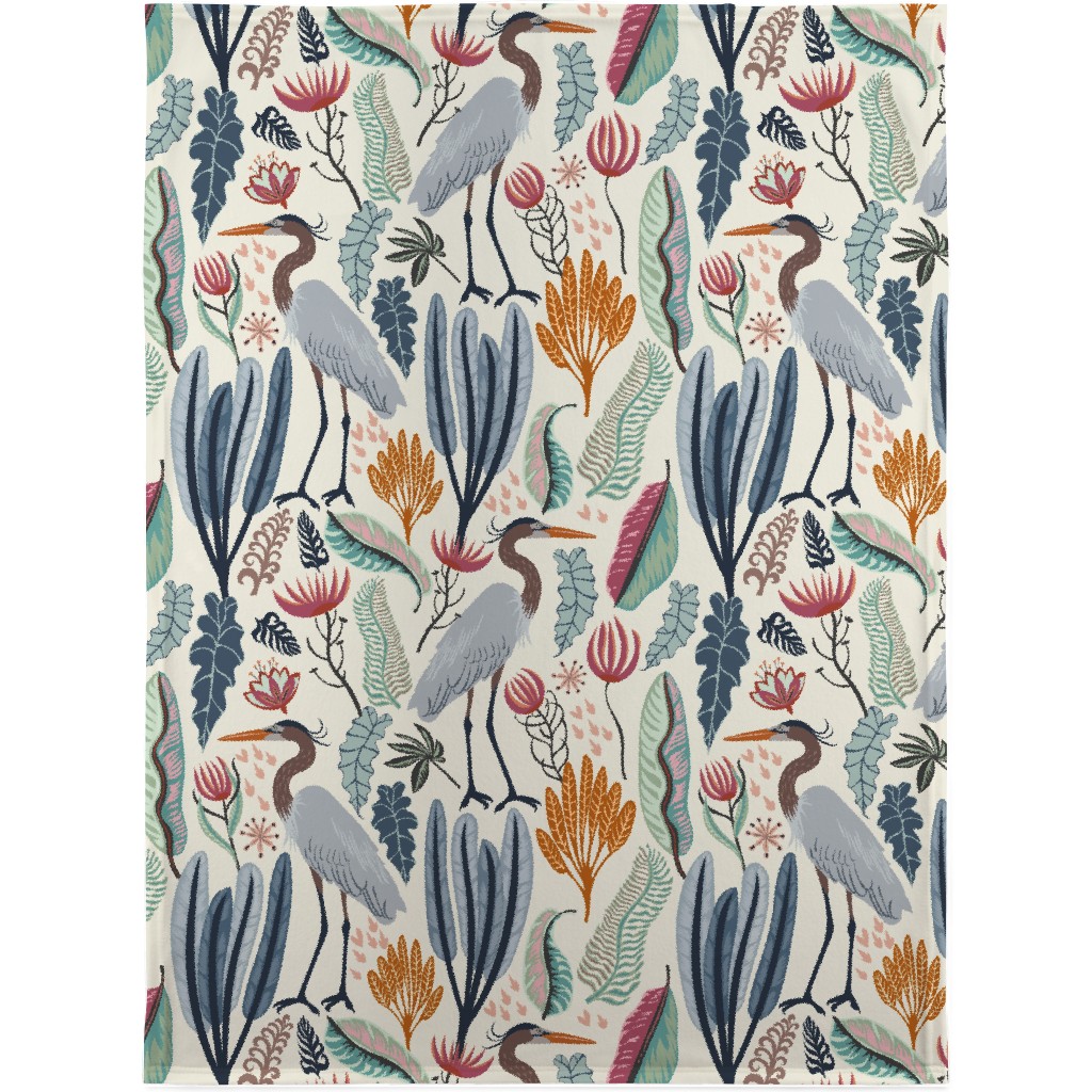 Heron and Plants - Multi Blanket, Fleece, 30x40, Multicolor