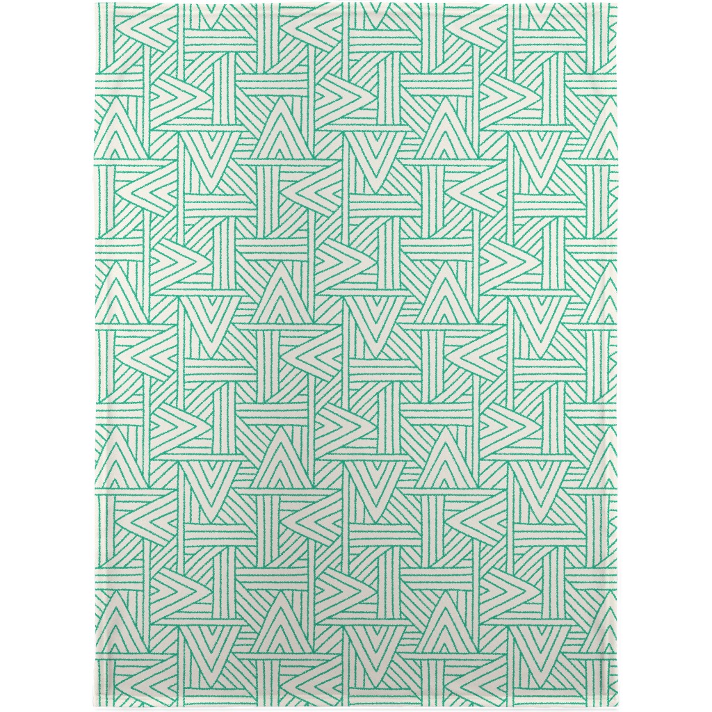 Angles - Green & White Blanket, Fleece, 30x40, Green