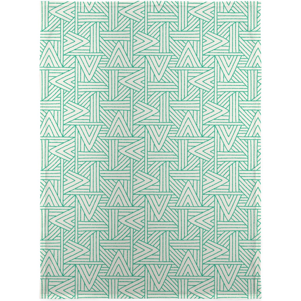 Angles - Green & White Blanket, Fleece, 30x40, Green, Classic Green
