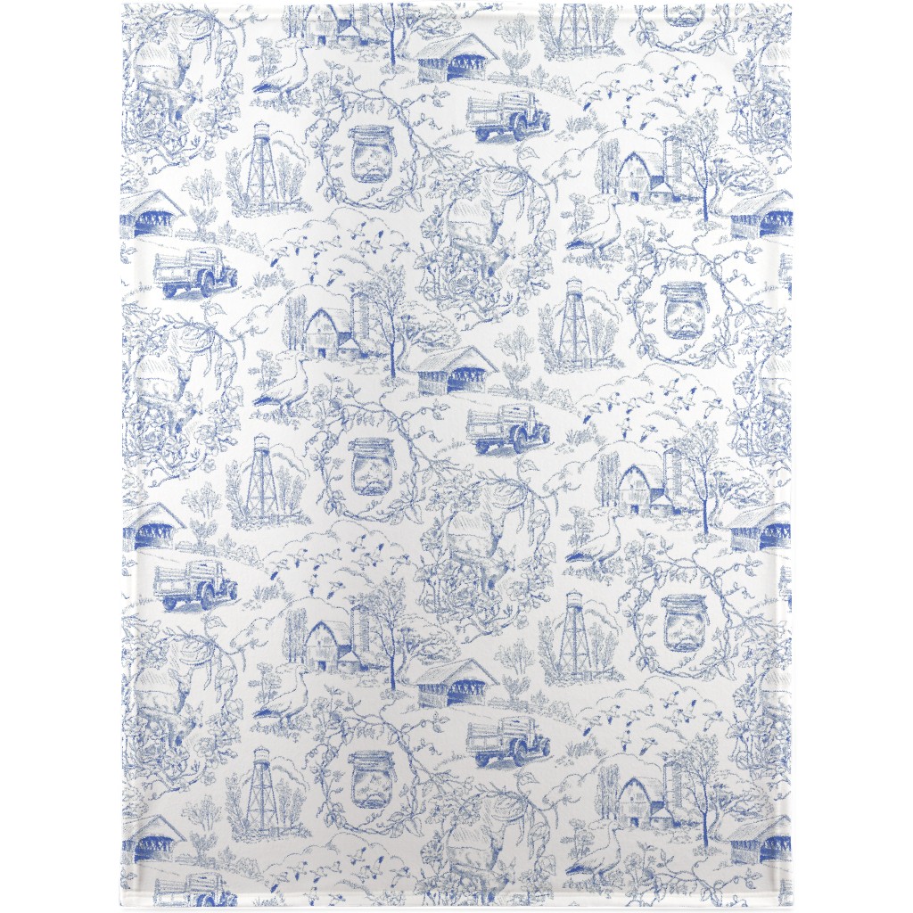 Country Living - Blue Blanket, Fleece, 30x40, Blue, True Blue