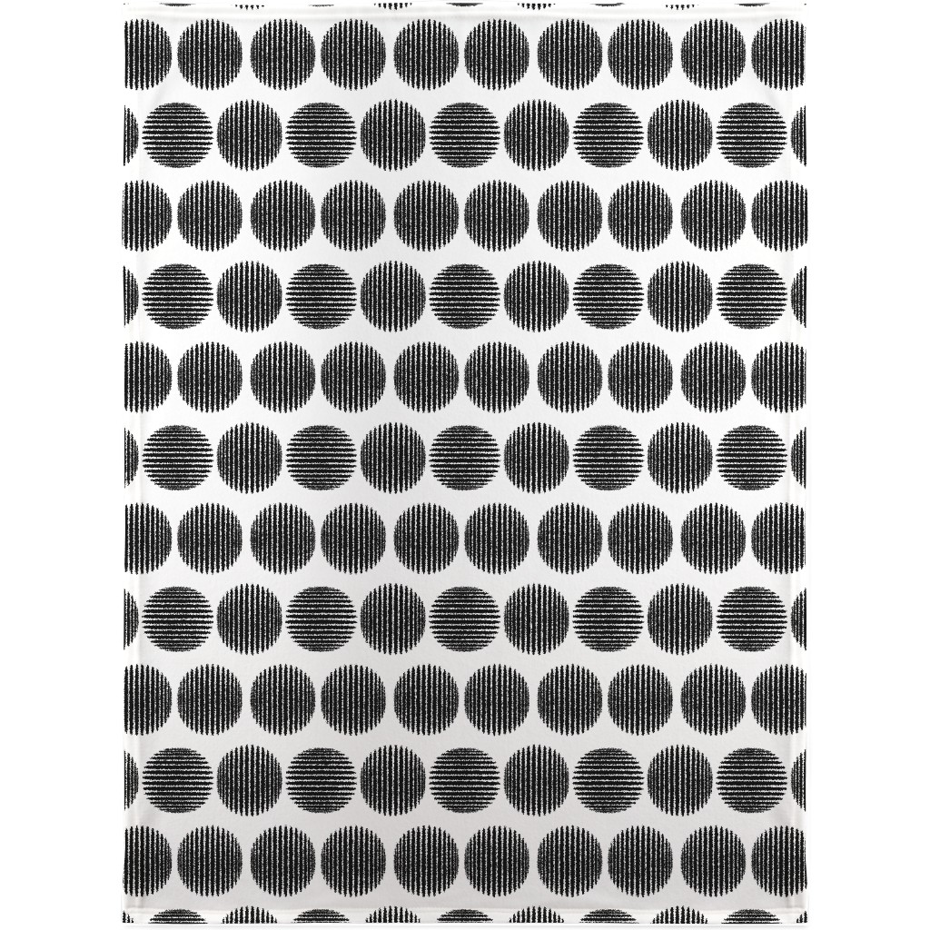 Tossed Spheres - Black and White Blanket, Fleece, 30x40, Black
