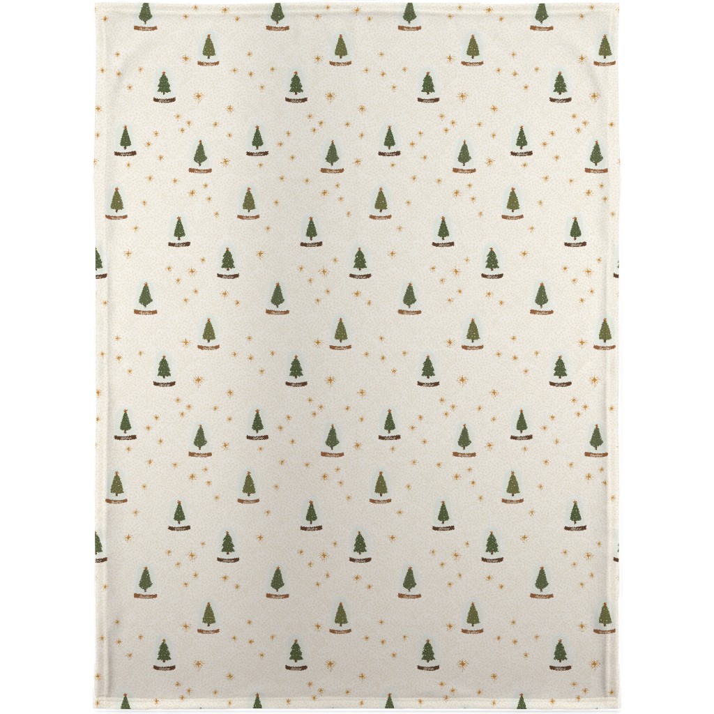 Christmas Tree Snow Globes Blanket, Fleece, 30x40, White