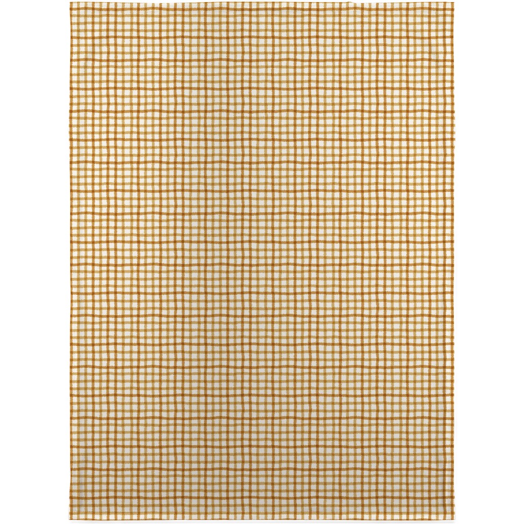 Wobbly Gingham Check Blanket, Fleece, 30x40, Yellow, Golden