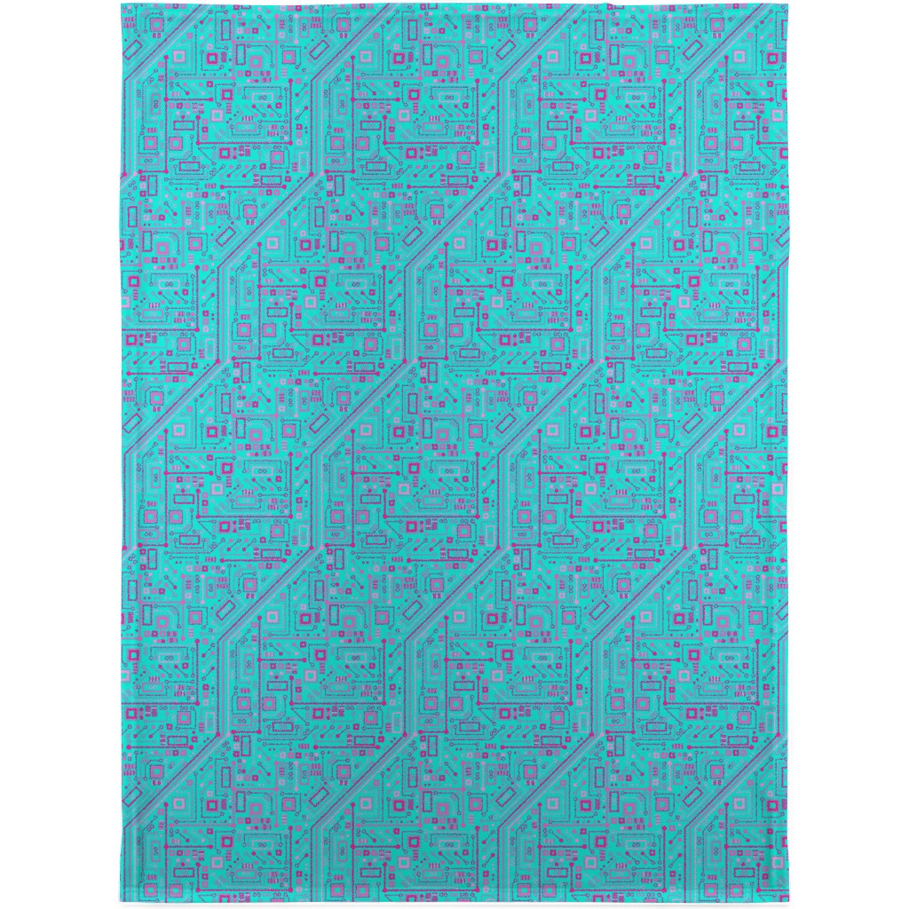 Short Circuits Blanket, Fleece, 30x40, Blue, Aqua