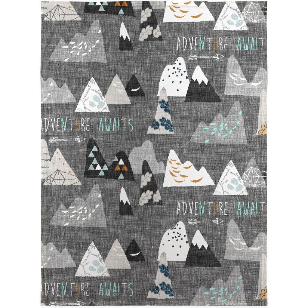 Adventure Awaits - Gray Blanket, Fleece, 30x40, Gray
