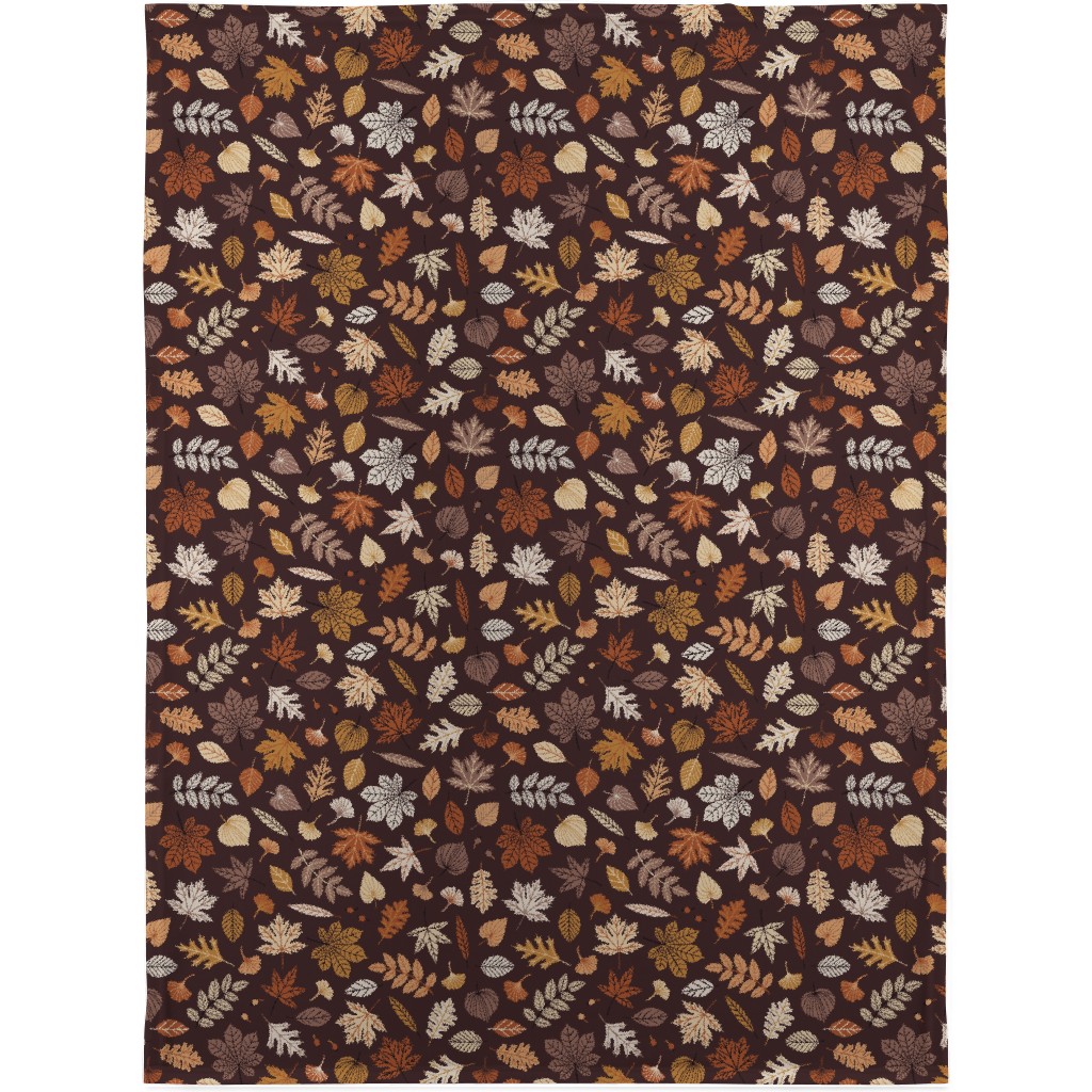 Fall Time Leaves - Brown Blanket, Fleece, 30x40, Brown