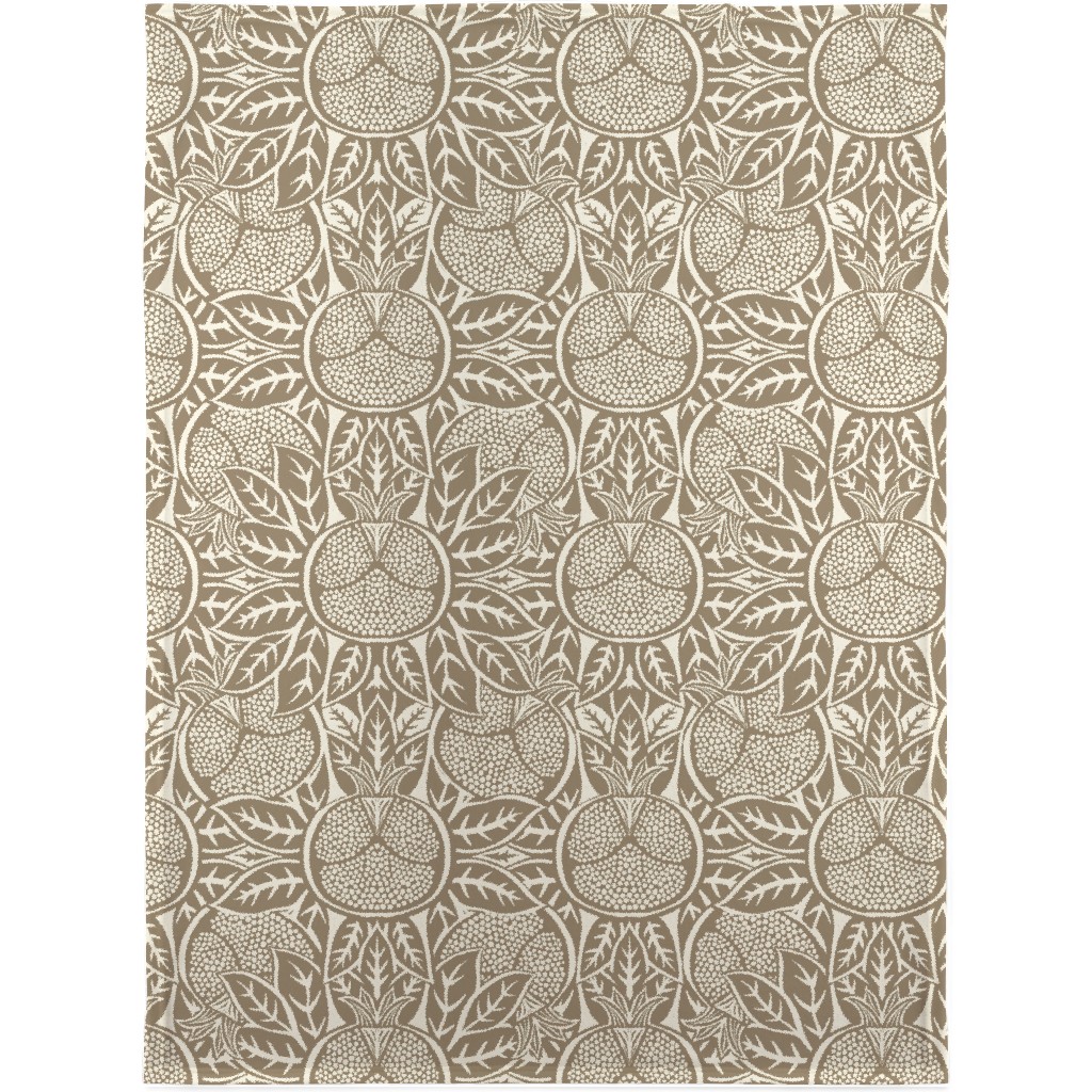 Pomegranate Block Print - Neutral Blanket, Fleece, 30x40, Brown, Brown