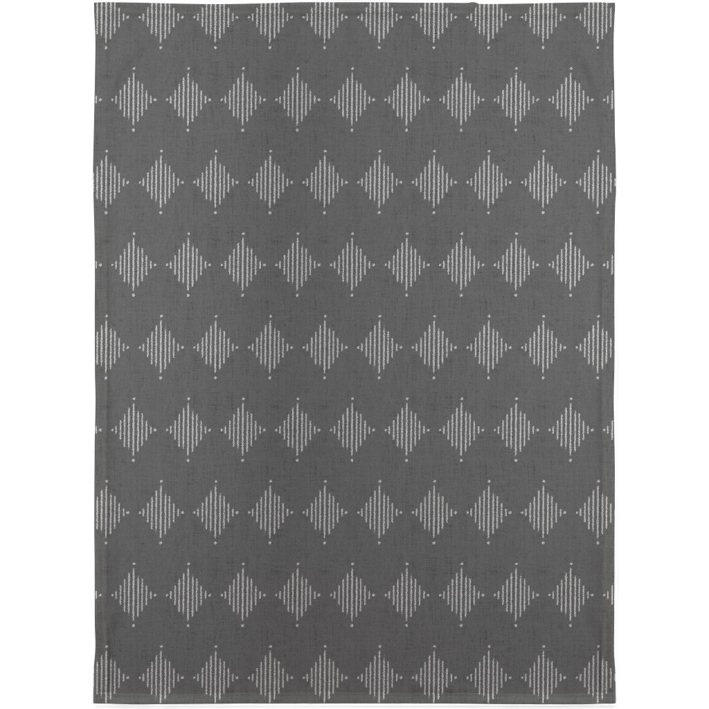 Brushed Diamond Lines Blanket, Fleece, 30x40, Gray, Metal