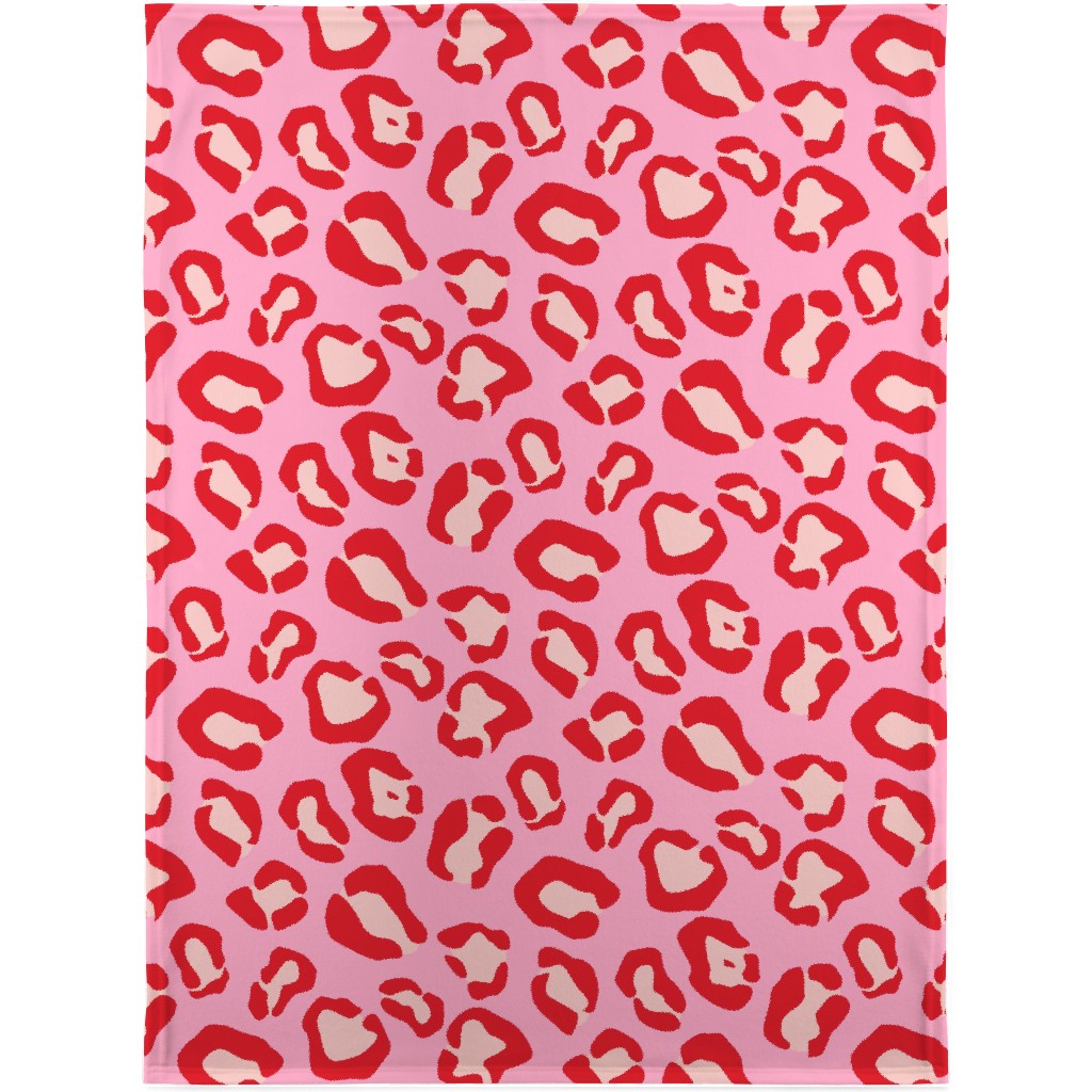 Leopard - Pink and Red Blanket, Fleece, 30x40, Pink, Bright Pink