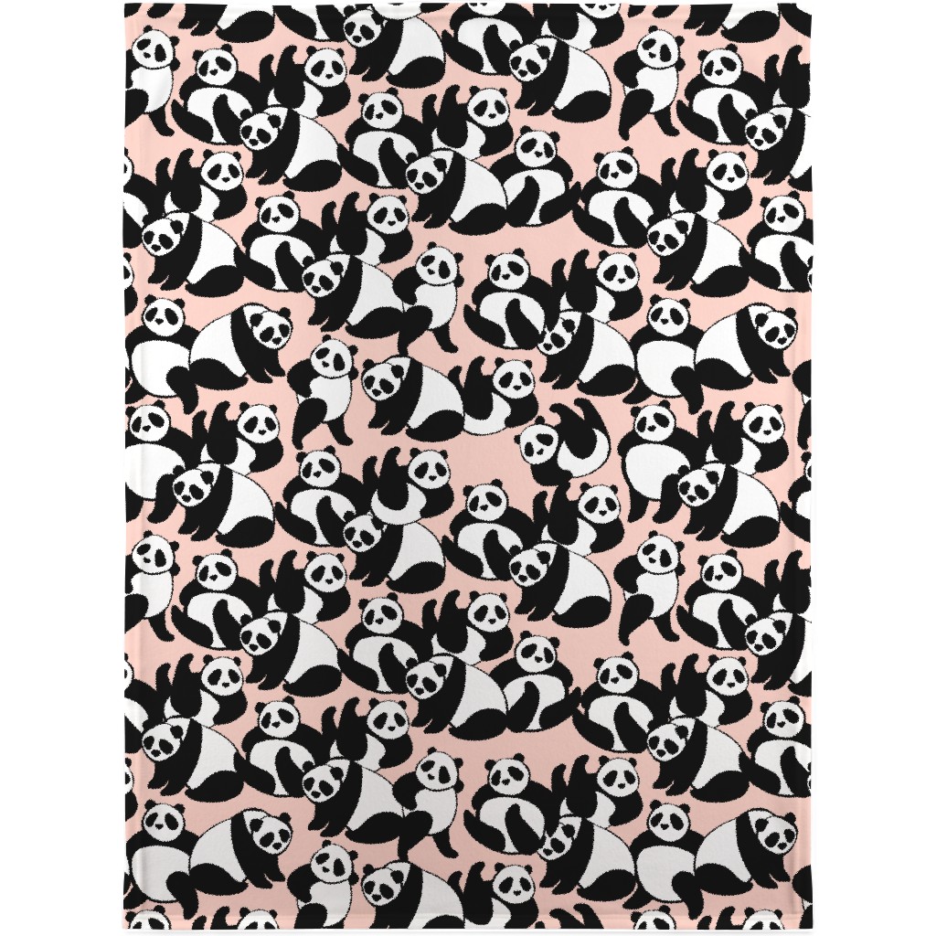 Retro Panda Playground Blanket, Fleece, 30x40, Pink, Blush Pink