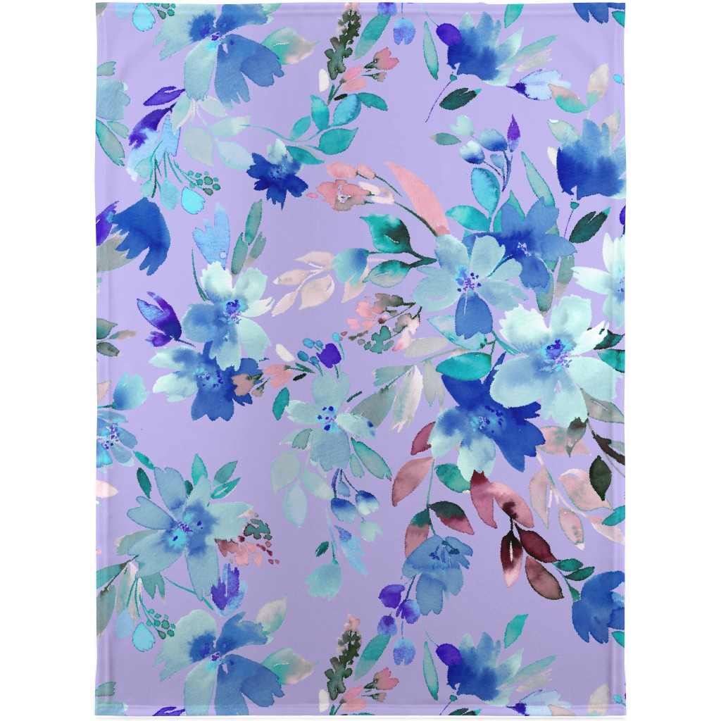 Very Peri Summer Floral - Purple Blanket, Fleece, 30x40, Purple