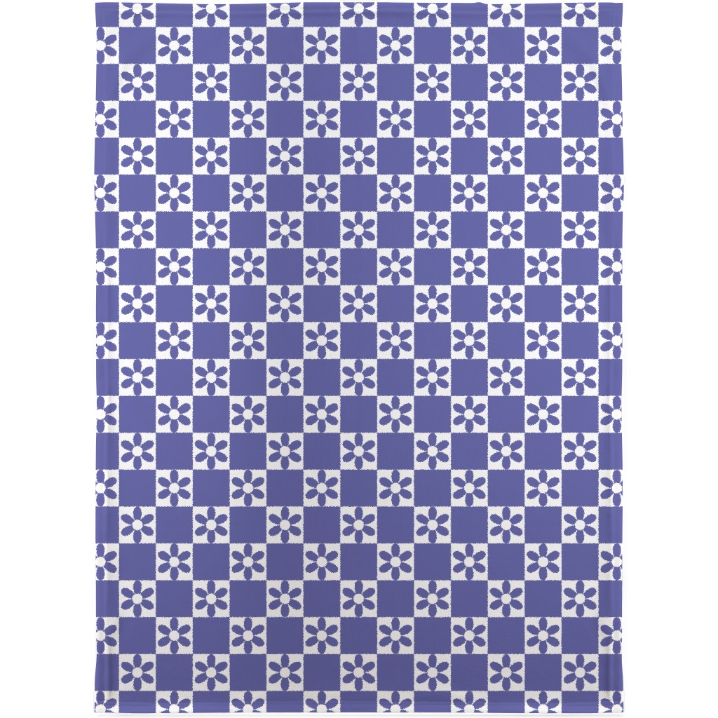 Daisy Checkerboard Blanket, Fleece, 30x40, Purple, Viola