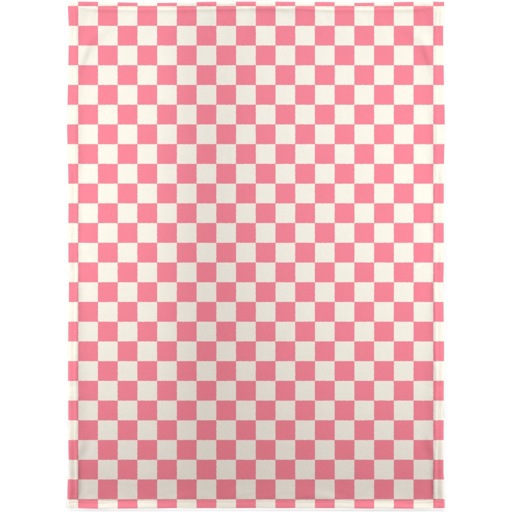 Checkered Pattern - Pink Blanket, Fleece, 30x40, Pink, Bright Pink