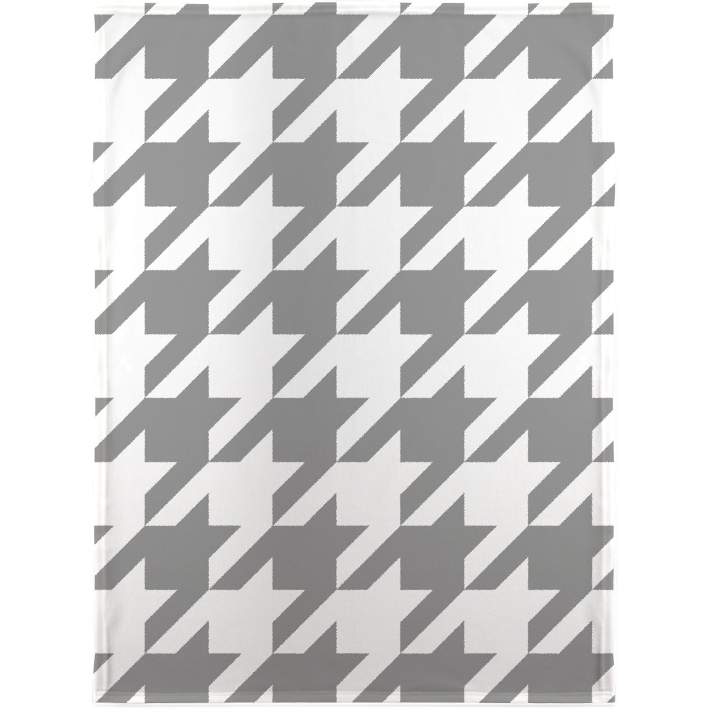 Modern Houndstooth Check - Grey and White Blanket, Fleece, 30x40, Gray