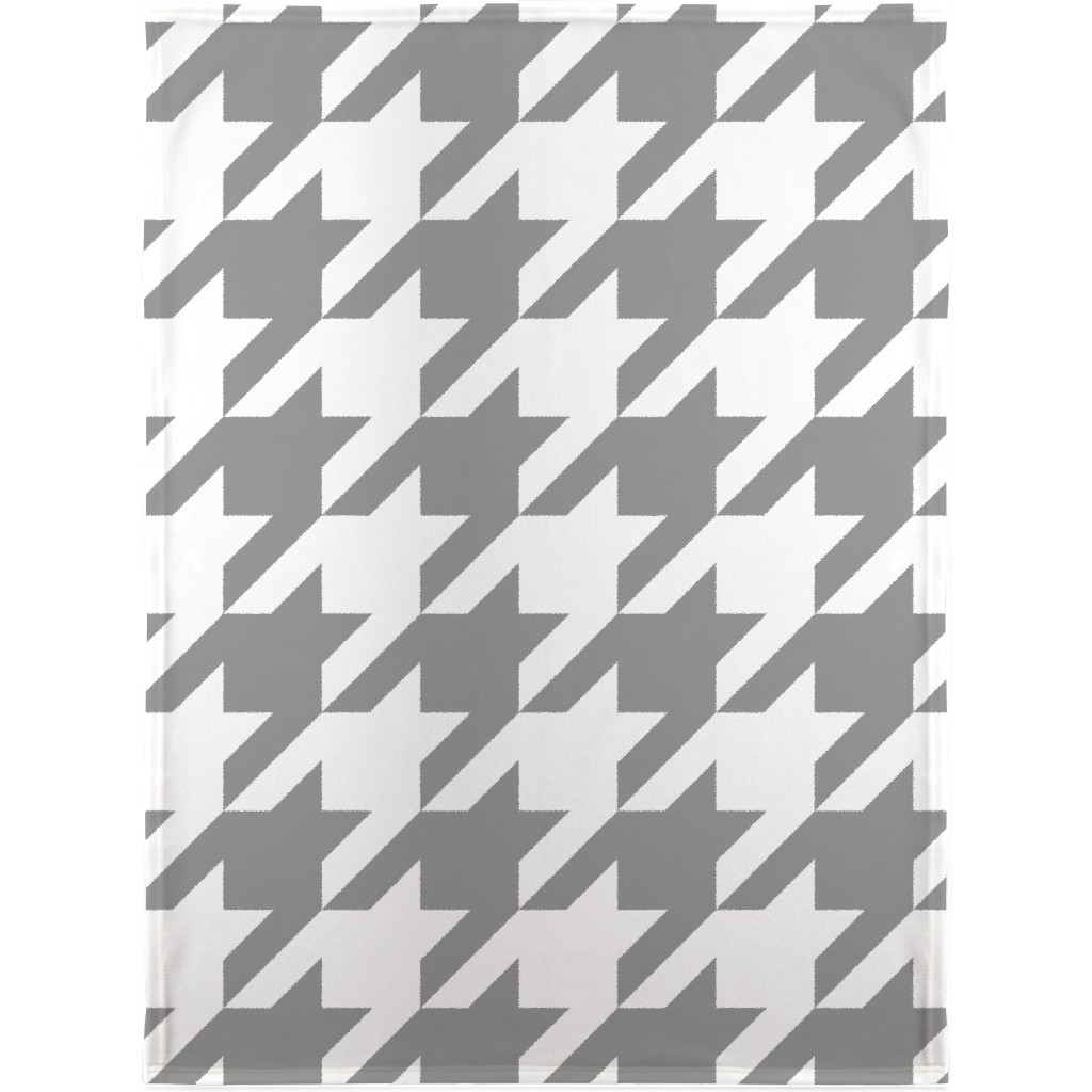 Modern Houndstooth Check - Grey and White Blanket, Fleece, 30x40, Gray, Gray
