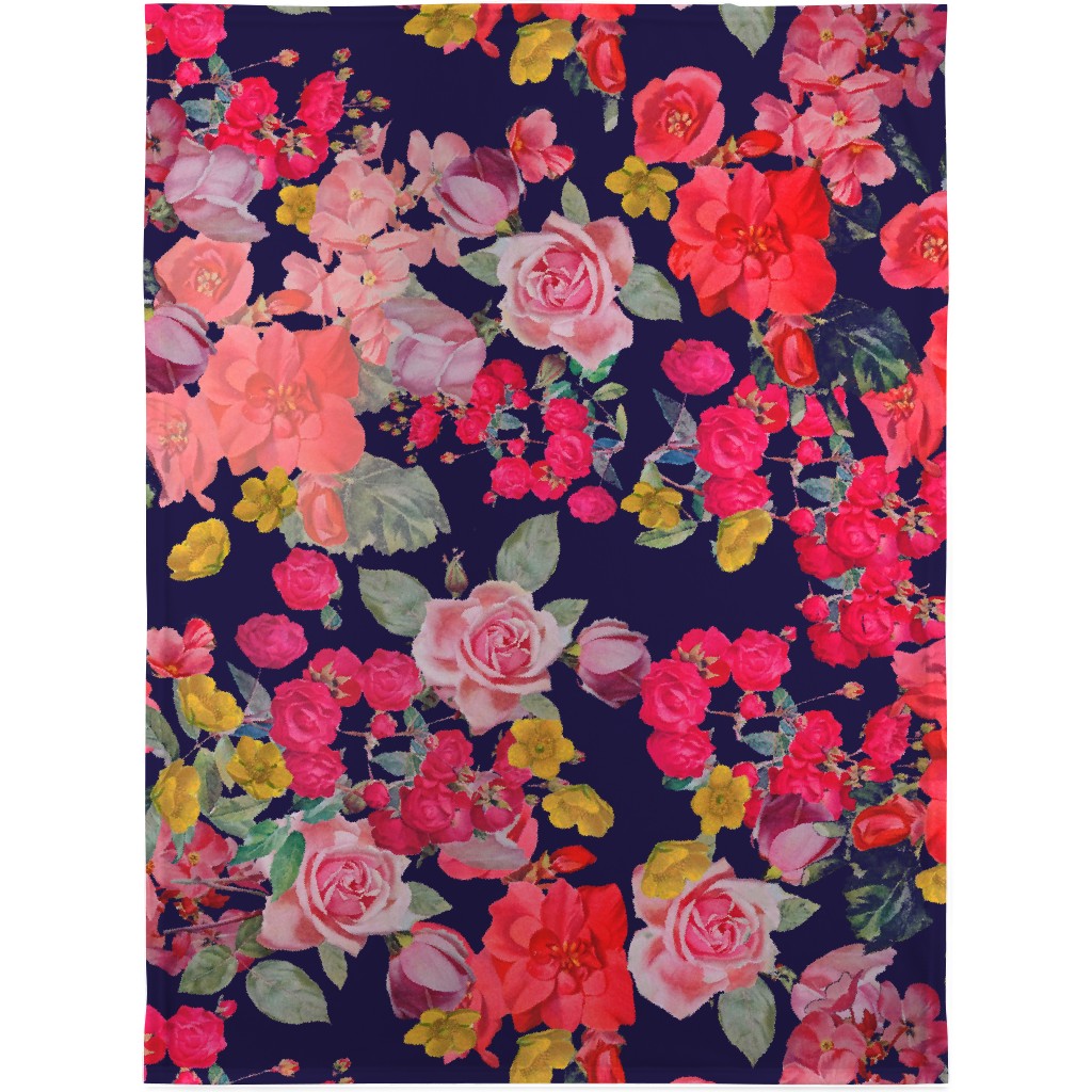 Antique Floral Print - Multi Blanket, Fleece, 30x40, Multicolor