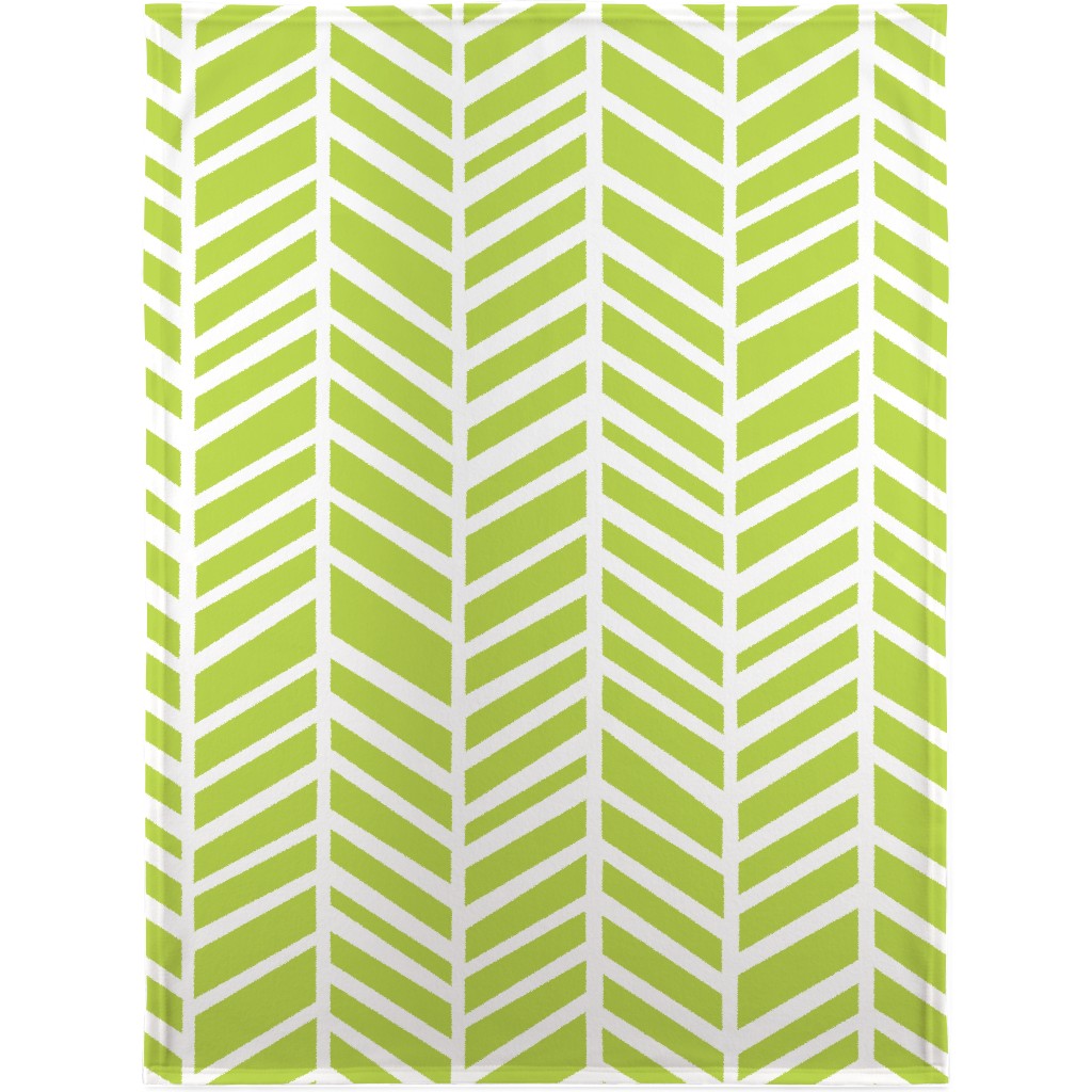 Herringbone Tender Shoots Blanket, Fleece, 30x40, Green, Lime