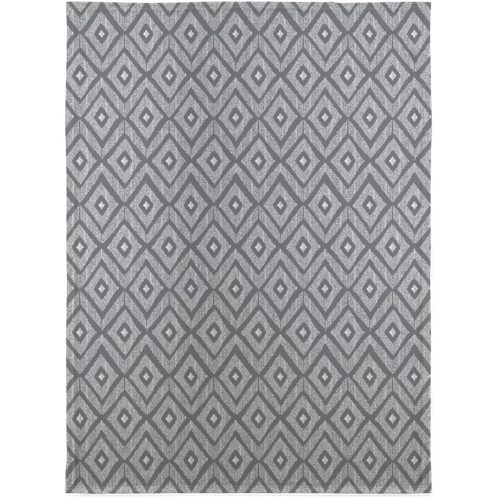 Ikat Blanket, Fleece, 30x40, Gray, Slate