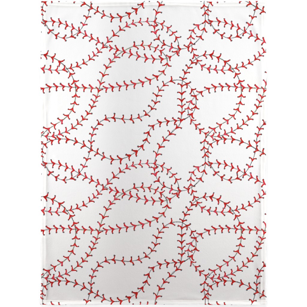 Baseball Seams Blanket, Fleece, 30x40, White