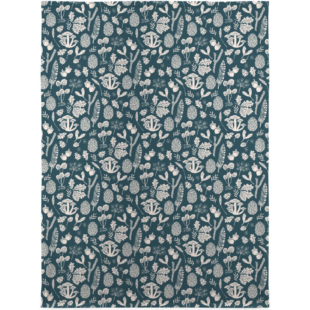 Nature Walk in Autumn - Blue and Cream Blanket, Fleece, 30x40, Blue, True Blue