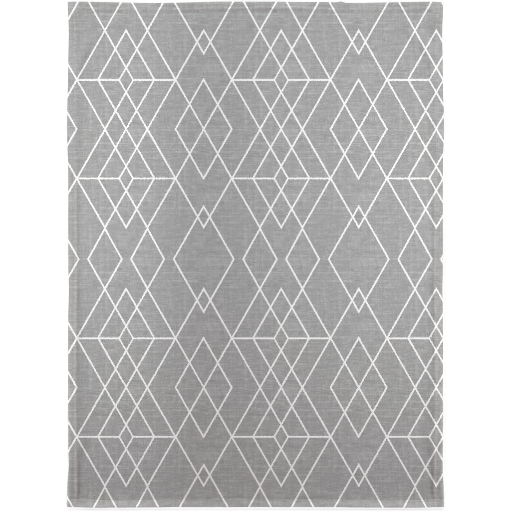 Geometric Grid - Gray Blanket, Fleece, 30x40, Gray