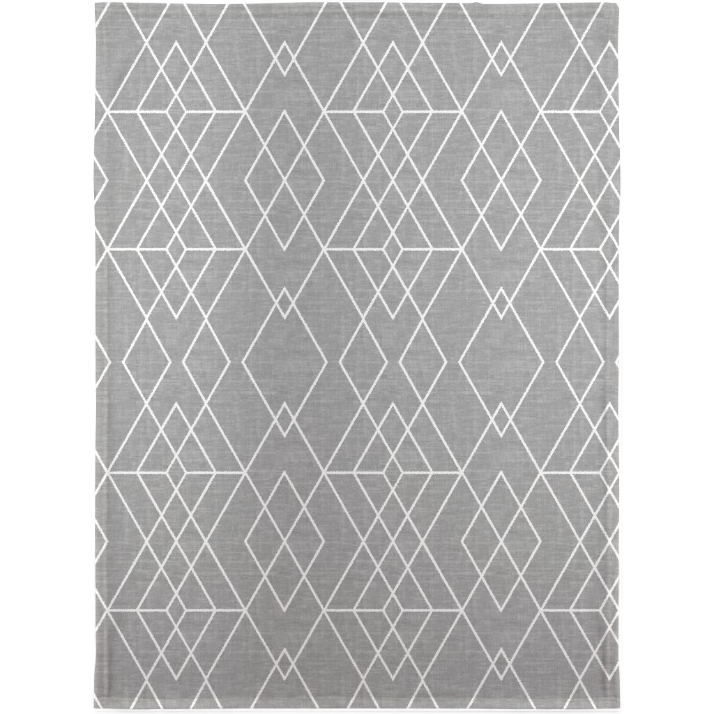Geometric Grid - Gray Blanket, Fleece, 30x40, Gray, Gray