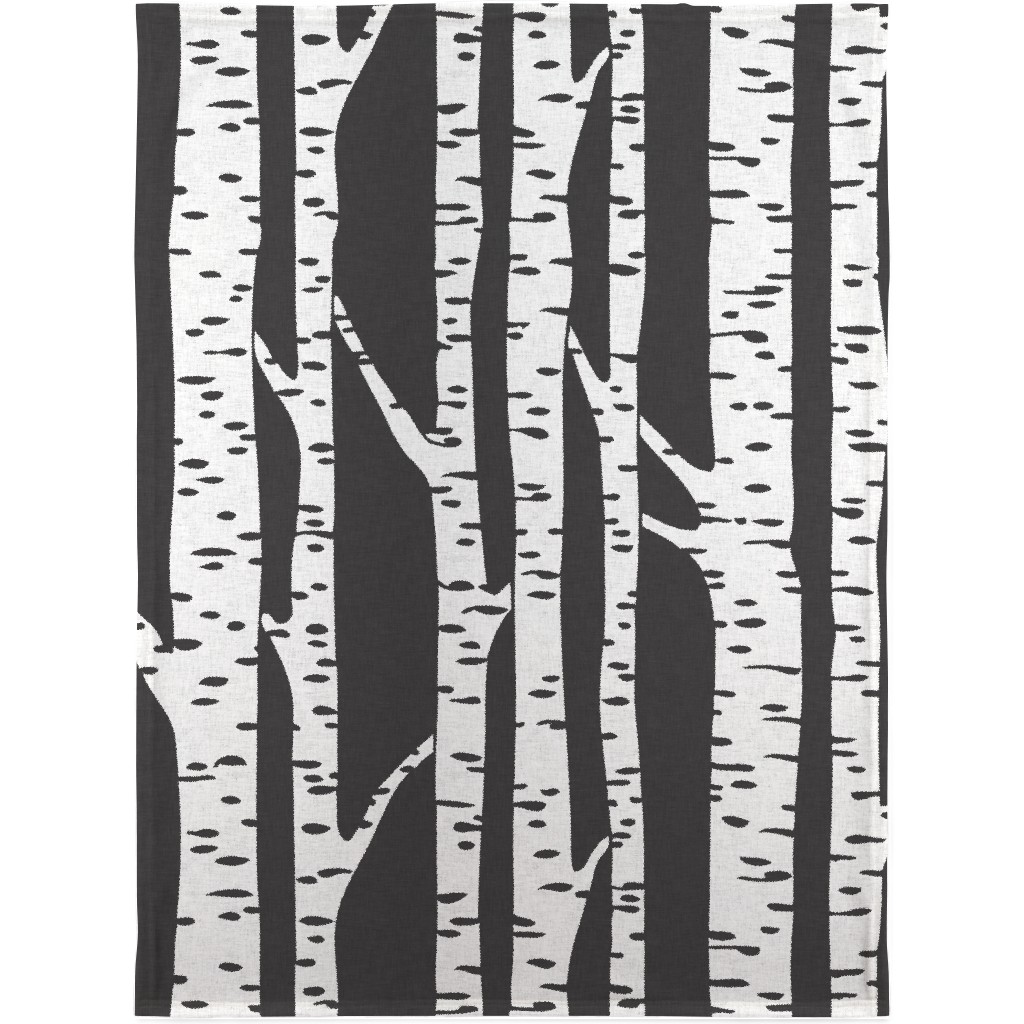 Birch - Black Blanket, Fleece, 30x40, Gray, Gray