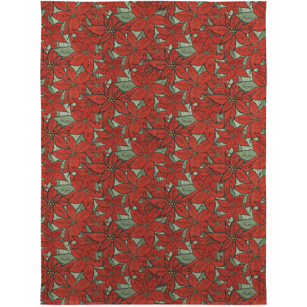 Wild Poinsettias Blanket, Fleece, 30x40, Red, Red