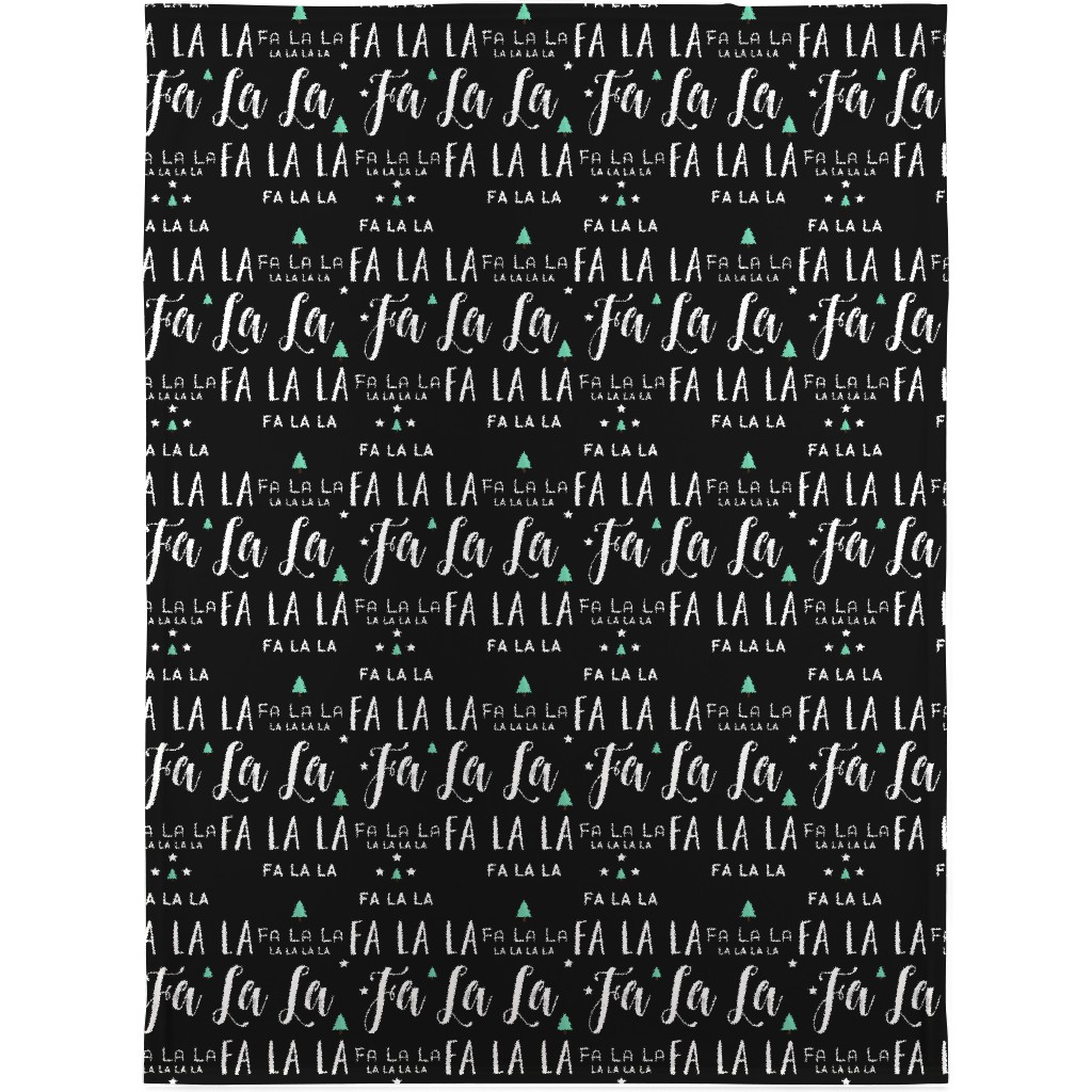 Fa La La La - Black Blanket, Fleece, 30x40, Black