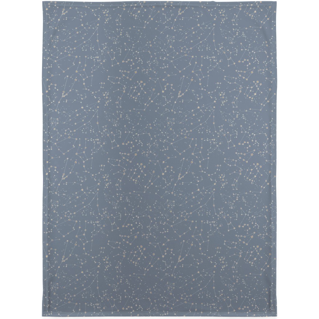 Constellations - Grey With Gold Stars Blanket, Fleece, 30x40, Gray, Gray