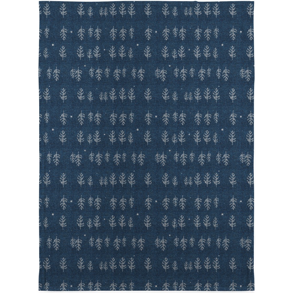 Arctic Night Forest - Navy Blanket, Fleece, 30x40, Blue, True Blue