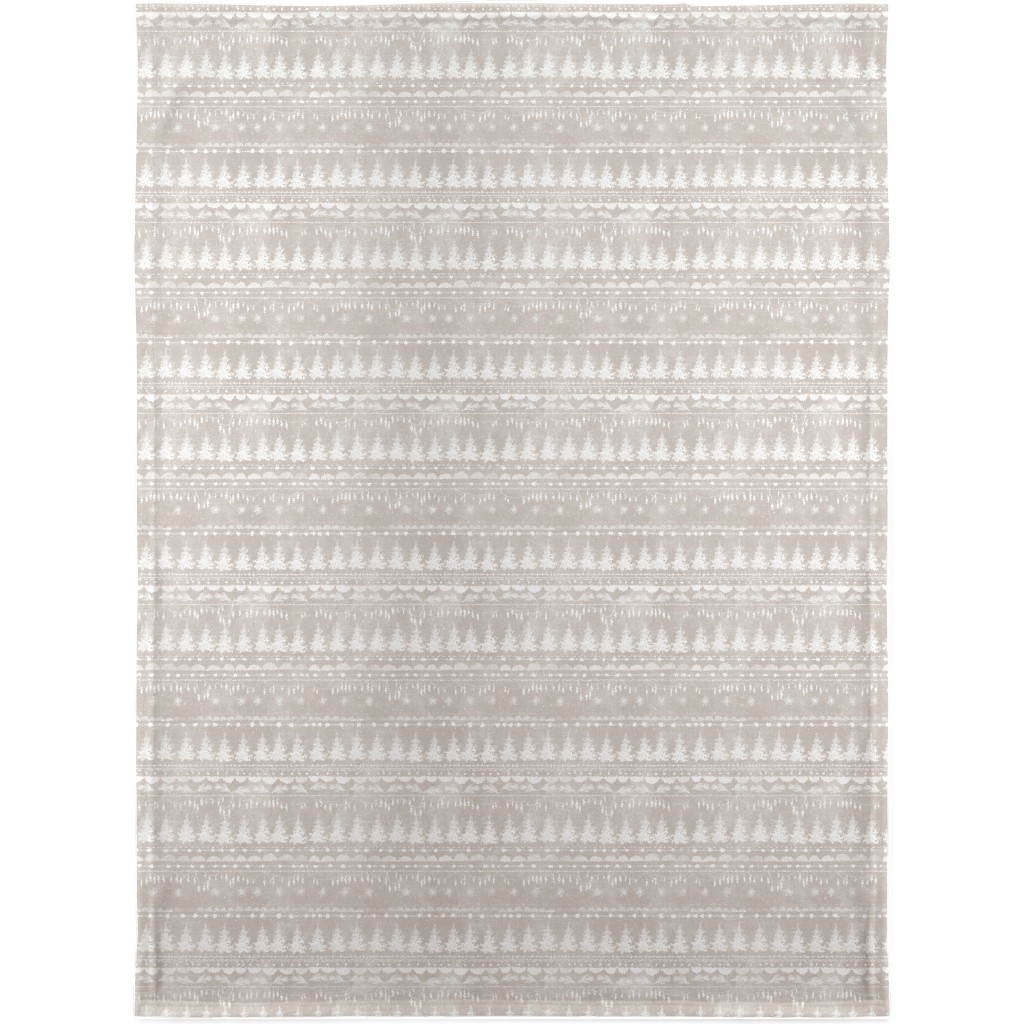 Vintage Christmas Stripe Blanket, Fleece, 30x40, Gray, Pebble