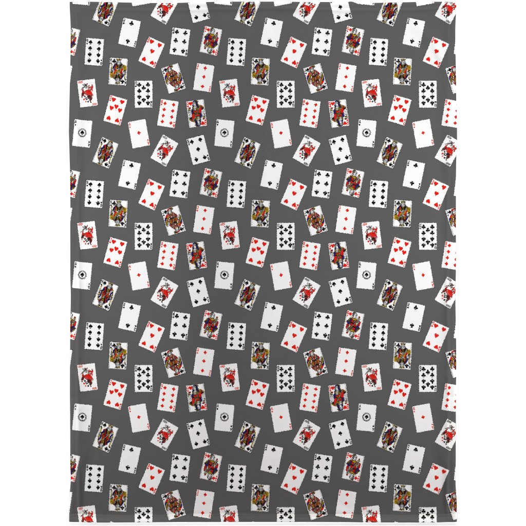 Scattered Playing Cards Blanket, Fleece, 30x40, Gray, Slate