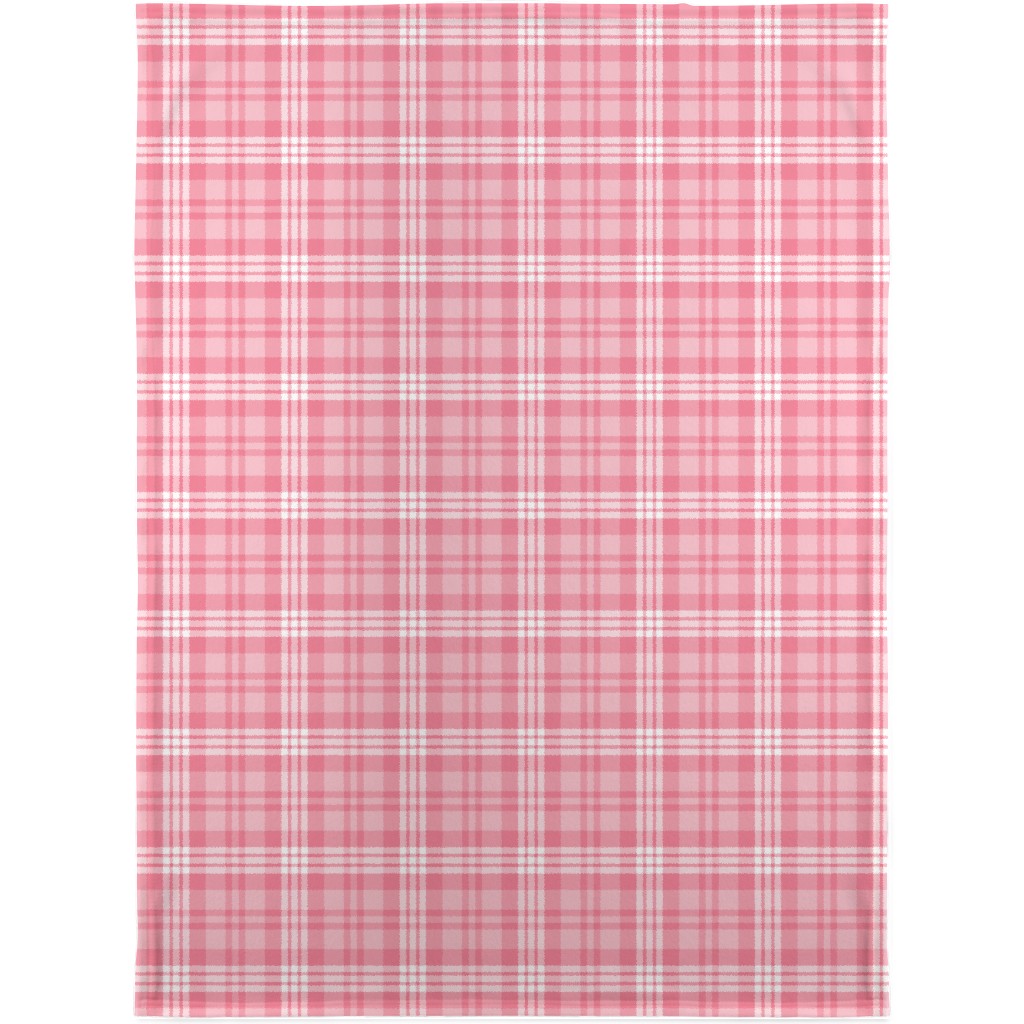 Plaid Pattern Blanket, Fleece, 30x40, Pink, Penelope