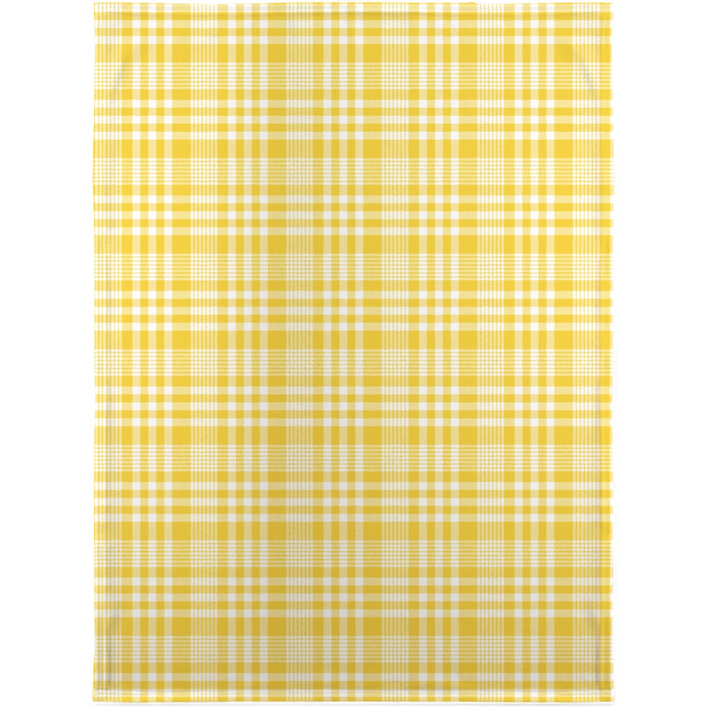 Plaid Pattern Blanket, Fleece, 30x40, Yellow, Sunshine